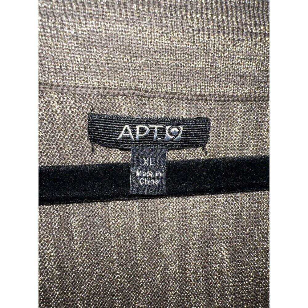 APT. 9 Metallic Gold Beige 3/4 Sleeve Scoop Neck Women Top XL Lightweight Career - Picture 5 of 15